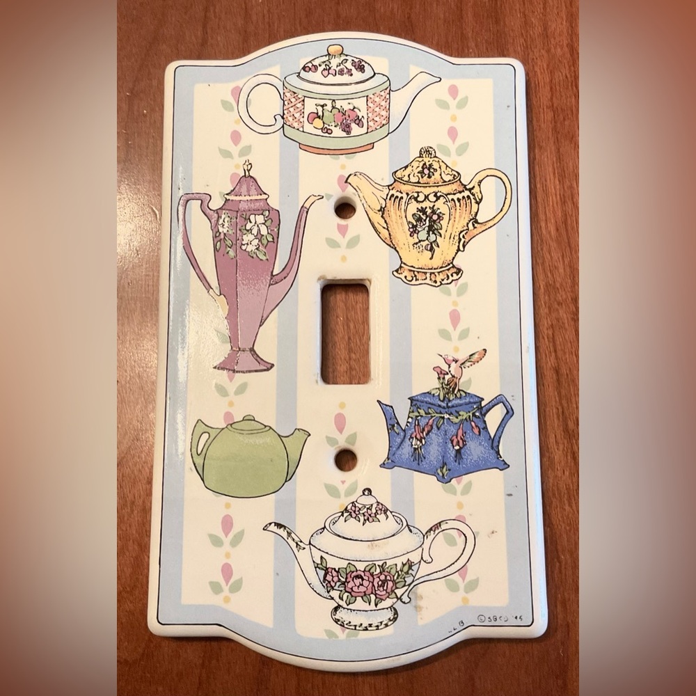 Vintage Tea Pots Ceramic Light Switch Cover